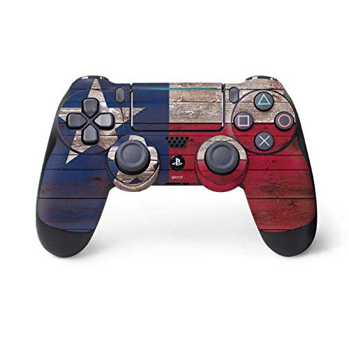 Skinit Decal Gaming Skin Compatible with PS4 Pro/Slim Controller - Texas Flag Dark Wood Design