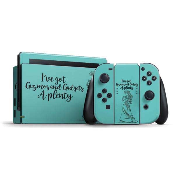 Skinit Decal Gaming Skin Compatible with Nintendo Switch Bundle - Officially Licensed Disney Princess Ariel Gizmos and Gadgets Art Design