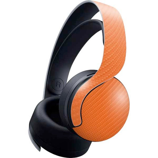 Skinit Decal Gaming Skin Compatible with Pulse 3D Wireless Headset for PS5 - Orange Carbon Fiber Specialty Texture Material Design