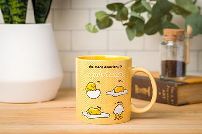 Silver Buffalo Ceramic Mug - Gudetama Many Emotions - 20 Ounces - Model GUD20334