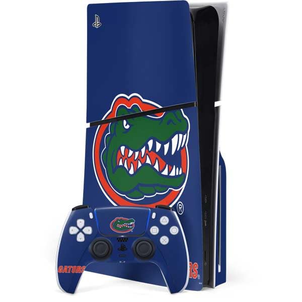 Skinit Decal Gaming Skin Compatible with PS5 Slim Disk Bundle - Officially Licensed University of Florida Gators Mascot Blue Design