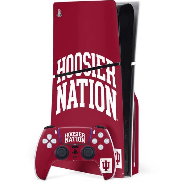 Skinit Decal Gaming Skin Compatible with PS5 Slim Disk Bundle - Officially Licensed Indiana University Hoosier Nation Design