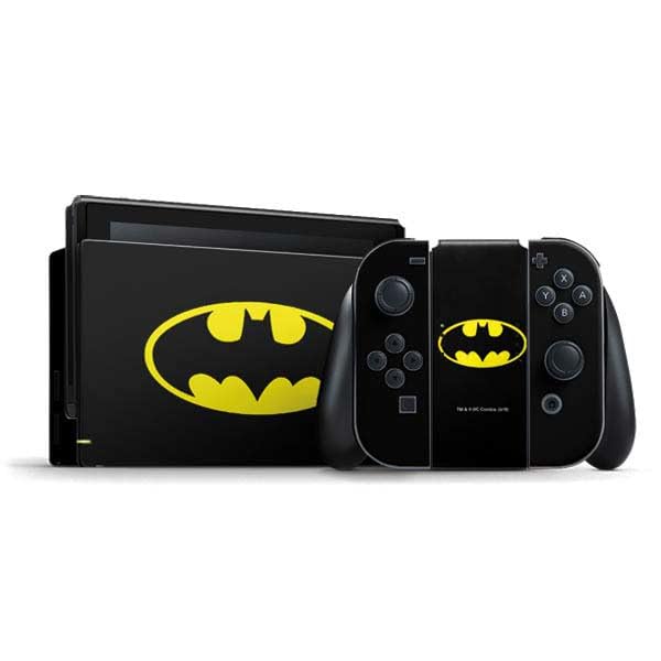 Skinit Decal Gaming Skin Compatible with Nintendo Switch Bundle - Officially Licensed DC Comics Batman Movie 1989 Logo Design