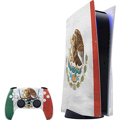 Skinit Decal Gaming Skin Compatible with PS5 Bundle - Mexico Flag Distressed Design