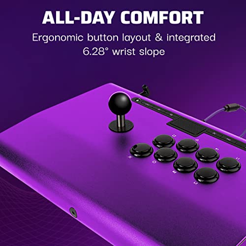 PDP Victrix Pro FS ESports Fight Stick for PS4/PS5/PC, Purple, Durable Aluminum, Sanwa Buttons, Ergonomic, Model 052-008-PR