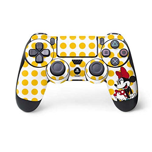 Skinit Decal Gaming Skin Compatible with PS4 Controller - Officially Licensed Disney Minnie Mouse Profile Yellow Dots Design