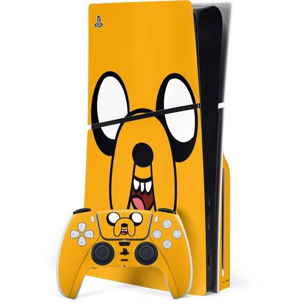 Skinit Decal Gaming Skin Compatible with PS5 Slim Disk Bundle - Officially Licensed Adult Swim Adventure Time Jake The Dog Design