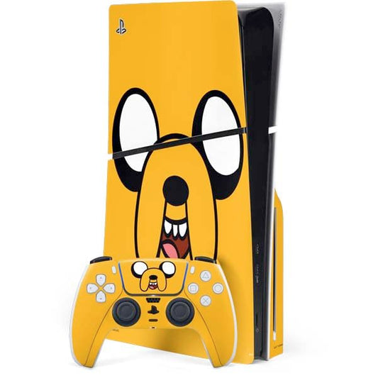 Skinit Decal Gaming Skin Compatible with PS5 Slim Disk Bundle - Officially Licensed Adult Swim Adventure Time Jake The Dog Design