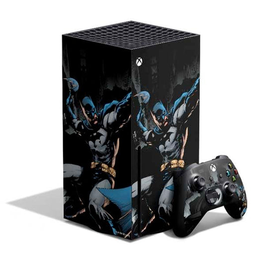 Skinit Decal Gaming Skin Compatible with Xbox Series X Bundle - Officially Licensed DC Comics Batman Throwing Batarang Jim Lee Art Design