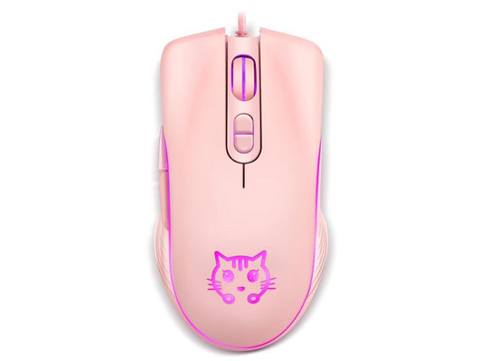 CORN Wired USB Gaming Mouse - 2400DPI, Ergonomic, Silent, Pink Cat Design, Model SB-186 for PC/Desktop/Laptop