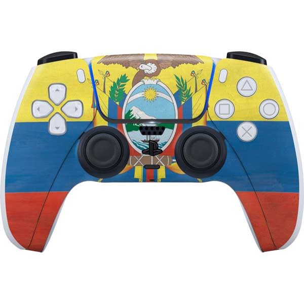 Skinit Decal Gaming Skin Compatible with PS5 Controller - Ecuador Flag Distressed Design