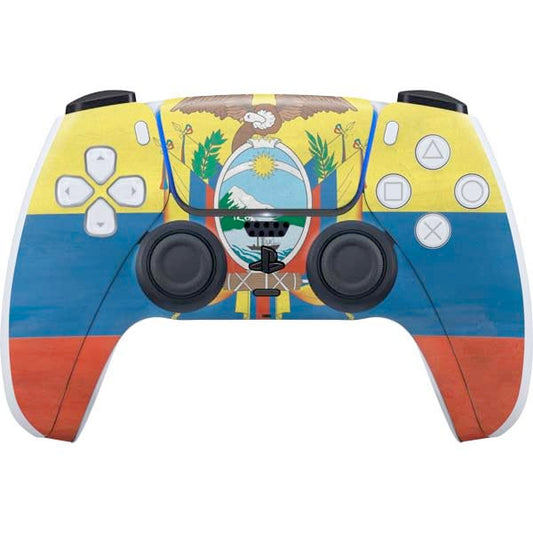 Skinit Decal Gaming Skin Compatible with PS5 Controller - Ecuador Flag Distressed Design