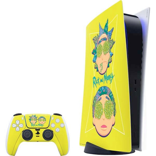 Skinit Decal Gaming Skin Compatible with PS5 Bundle - Officially Licensed Adult Swim Rick and Morty Rick and Morty Portal Eyes Design