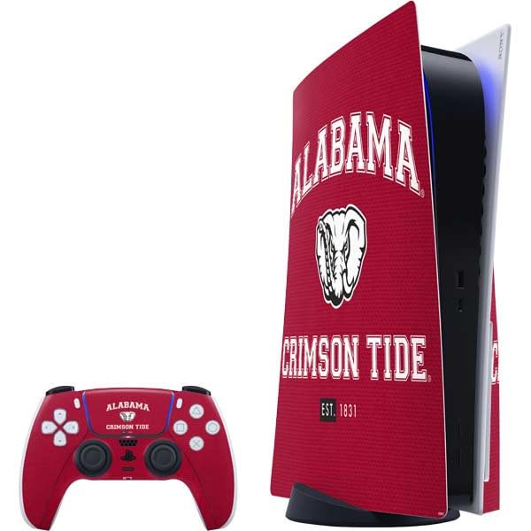 Skinit Decal Gaming Skin Compatible with PS5 Bundle - Officially Licensed University of Alabama Crimson Tide Basketball Design
