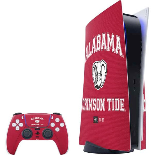 Skinit Decal Gaming Skin Compatible with PS5 Bundle - Officially Licensed University of Alabama Crimson Tide Basketball Design