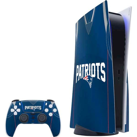 Skinit Decal Gaming Skin Compatible with PS5 Bundle - Officially Licensed NFL New England Patriots Team Jersey Design