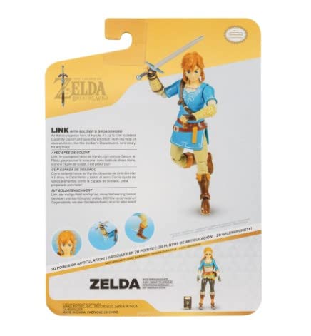 Super Mario World of Nintendo Action Figure Collection - 4-inch Link (BotW) + Bonus Sticker
