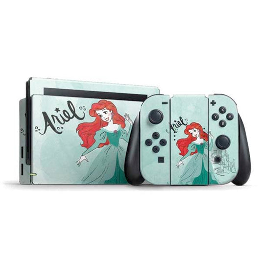 Skinit Decal Gaming Skin Compatible with Nintendo Switch Bundle - Officially Licensed Disney Princess Ariel Design