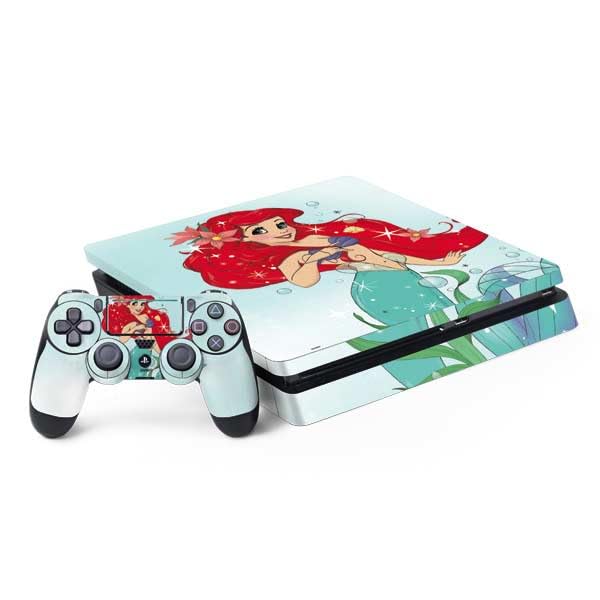 Skinit Decal Gaming Skin Compatible with PS4 Slim Bundle - Officially Licensed Disney The Little Mermaid Ariel Sparkles Art Design
