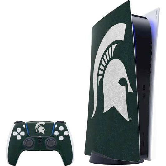 Skinit Decal Gaming Skin Compatible with PS5 Bundle - Officially Licensed Michigan State University Spartans Logo Design
