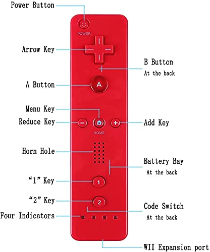 Tevodo Wii Remote Controller - 4 Pack Wireless Controllers for Wii/Wii U - Black, White, Deep Blue, Red
