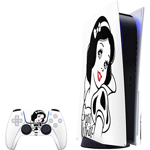 Skinit Decal Gaming Skin Compatible with PS5 Bundle - Officially Licensed Disney Snow White Black and White Art Design
