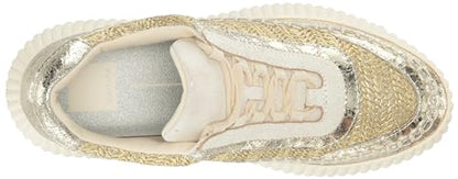 Dolce Vita DOLEN Women's Sneaker, Size 8.5, Gold Knit, Stylish and Comfortable Footwear