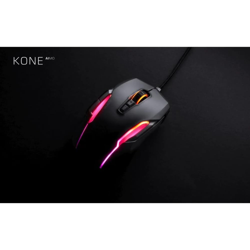 ROCCAT Kone AIMO Remastered Gaming Mouse - Optical, RGB, 23 Keys, 16,000 DPI, Ergonomic, Black