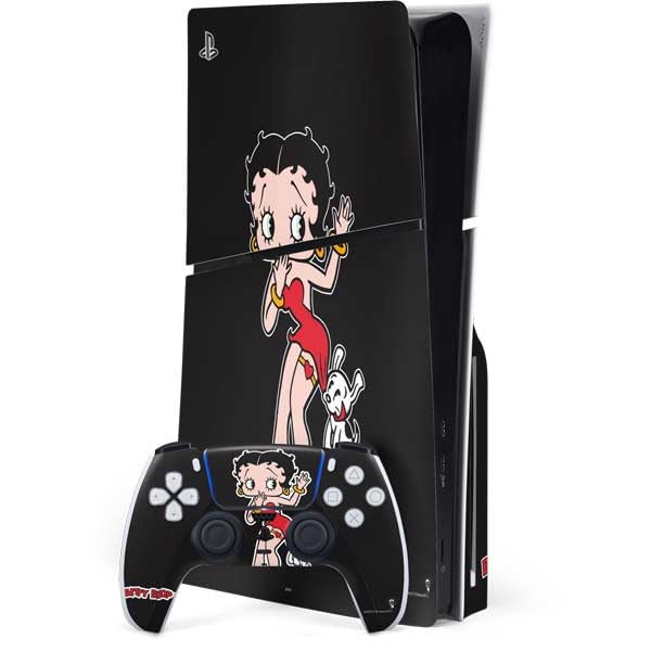 Skinit Decal Gaming Skin Compatible with PS5 Slim Disk Bundle - Officially Licensed Betty Boop with Puppy Design