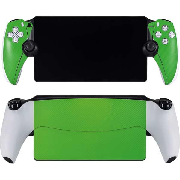 Skinit Decal Gaming Skin Compatible with PlayStation Portal Remote Player - Green Carbon Fiber Specialty Texture Material Design