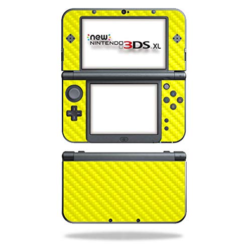 MightySkins Carbon Fiber Skin for Nintendo New 3DS XL (2015) - Yellow | Protective  Durable Textured Carbon Fiber Finish | Easy to Apply  Remove  and Change Styles | Made in The USA