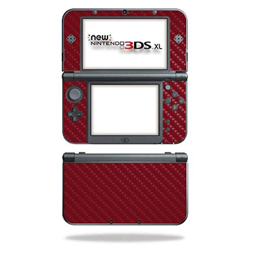 MightySkins Carbon Fiber Skin for Nintendo New 3DS XL (2015) - Burgundy | Protective  Durable Textured Carbon Fiber Finish | Easy to Apply  Remove  and Change Styles | Made in The USA