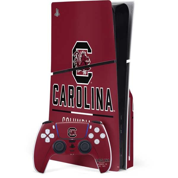Skinit Decal Gaming Skin Compatible with PS5 Slim Disk Bundle - Officially Licensed University of South Carolina Columbia SC  EST. 1801 Design