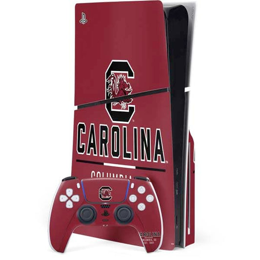 Skinit Decal Gaming Skin Compatible with PS5 Slim Disk Bundle - Officially Licensed University of South Carolina Columbia SC  EST. 1801 Design