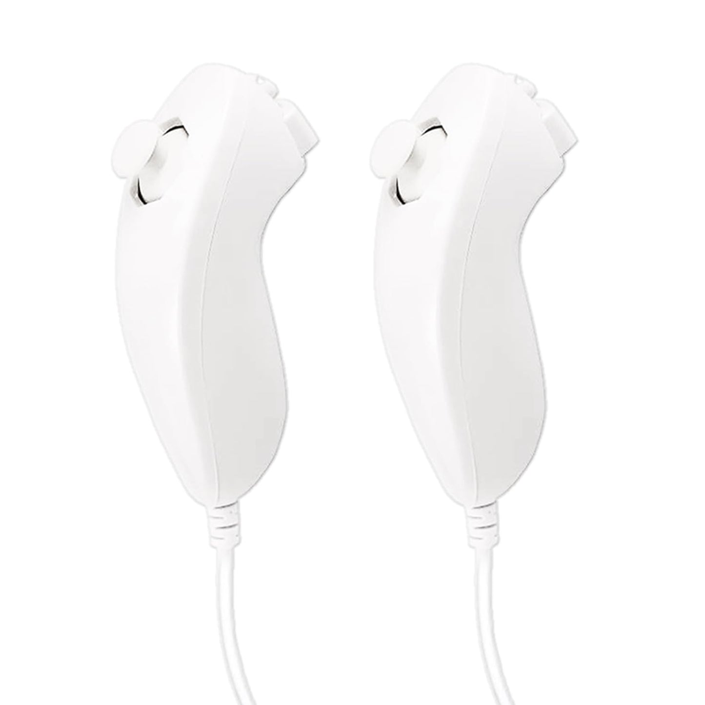 JINHEZO Nunchuck Controller Joystick Gamepad Replacement for Wii & Wii U - 2 Pack, White