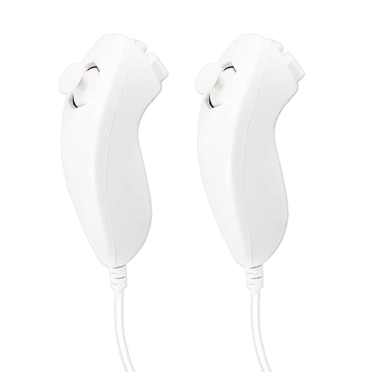 JINHEZO Nunchuck Controller Joystick Gamepad Replacement for Wii & Wii U - 2 Pack, White