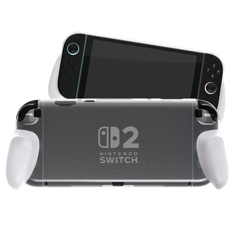 COIORVIS Grip Case for Nintendo Switch 2 - Ergonomic TPU Shell, White and Grey