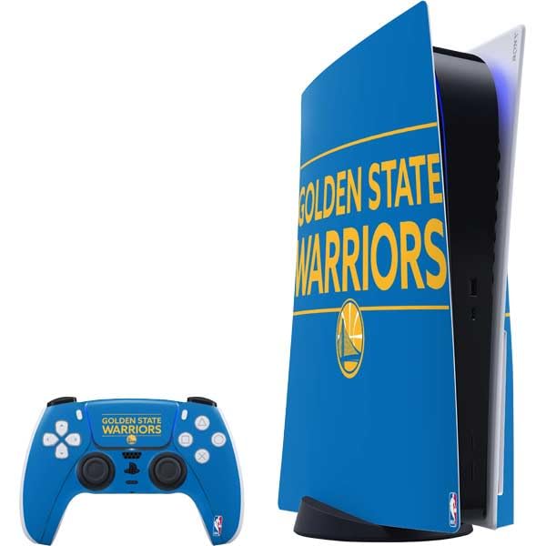 Skinit Decal Gaming Skin Compatible with PS5 Bundle - Officially Licensed NBA Golden State Warriors Standard - Blue Design