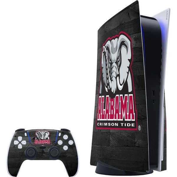 Skinit Decal Gaming Skin Compatible with PS5 Bundle - Officially Licensed University of Alabama Basketball Wood Design