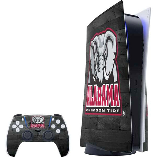 Skinit Decal Gaming Skin Compatible with PS5 Bundle - Officially Licensed University of Alabama Basketball Wood Design