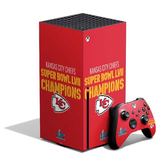 Skinit Decal Gaming Skin Compatible with Xbox Series X Bundle - Officially Licensed NFL Kansas City leaders Super Bowl LVII Champions Design