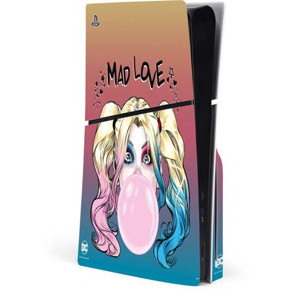 Skinit Decal Gaming Skin Compatible with PS5 Slim Disk Console - Officially Licensed DC Comics Harley Quinn Mad Love Design