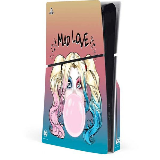 Skinit Decal Gaming Skin Compatible with PS5 Slim Disk Console - Officially Licensed DC Comics Harley Quinn Mad Love Design