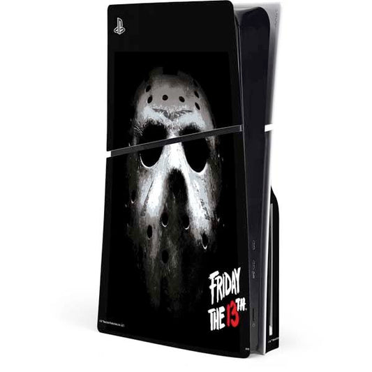 Skinit Decal Gaming Skin Compatible with PS5 Slim Disk Console - Officially Licensed Warner Bros Friday The 13th Jason Voorhees Design