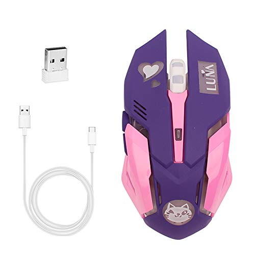 Greshare Gaming Mouse 7 Colors Backlit Optical Game Mice Ergonomic USB Wired with 2400 DPI and 6 Buttons 4 Shooting with Nano Receiver for Computer/Win/Mac/Linux/Andriod/iOS Purple.
