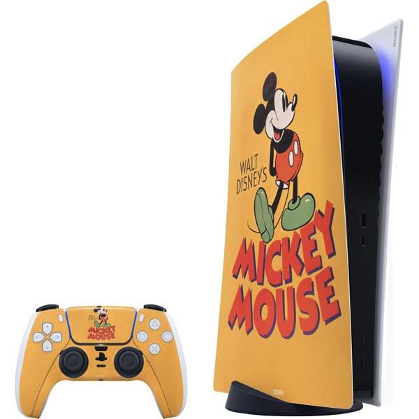 Skinit Decal Gaming Skin Compatible with PS5 Bundle - Officially Licensed Disney Mickey Mouse Walt Disney Classic Character Design