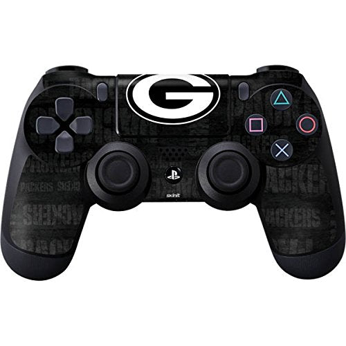 Skinit Decal Gaming Skin Compatible with PS4 Controller - Officially Licensed NFL Green Bay Packers Black & White Design