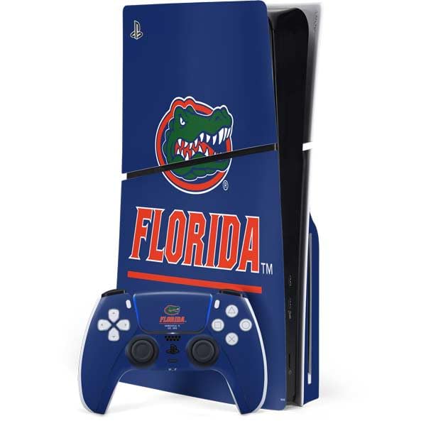 Skinit Decal Gaming Skin Compatible with PS5 Slim Disk Bundle - Officially Licensed University of Florida Gainesville Est 1853 Blue Design