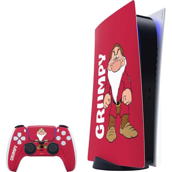 Skinit Decal Gaming Skin Compatible with PS5 Bundle - Officially Licensed Disney Snow White Grumpy Dwarf Design