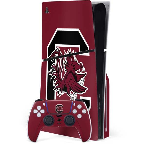 Skinit Decal Gaming Skin Compatible with PS5 Slim Disk Bundle - Officially Licensed University of South Carolina Gamecocks Logo Red Design